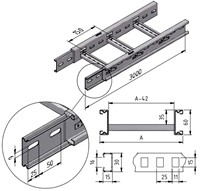 FR-CLFI60-0200-10-3PG Ladderbaan ineenschuifbaar brandbestendig h=60mm, b=200mm, l=3000mm, sendzimir-2