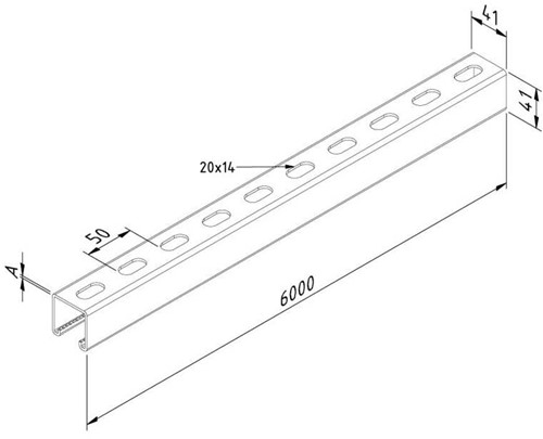 SP41-41-15-3PG Draagprofiel NE á 1 MTR-1